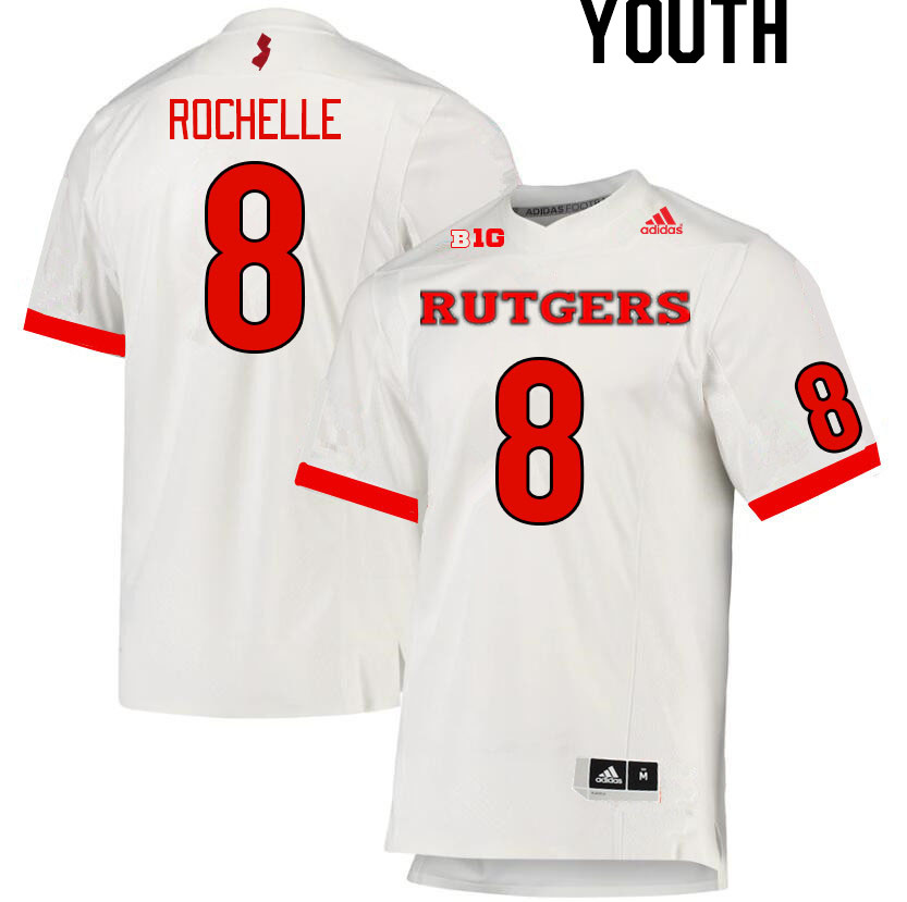 Youth #8 Rashad Rochelle Rutgers Scarlet Knights College Football Jerseys Stitched Sale-White